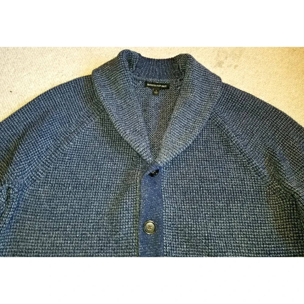 Mens Sweater-BANANA REPUBLIC-blue marled 